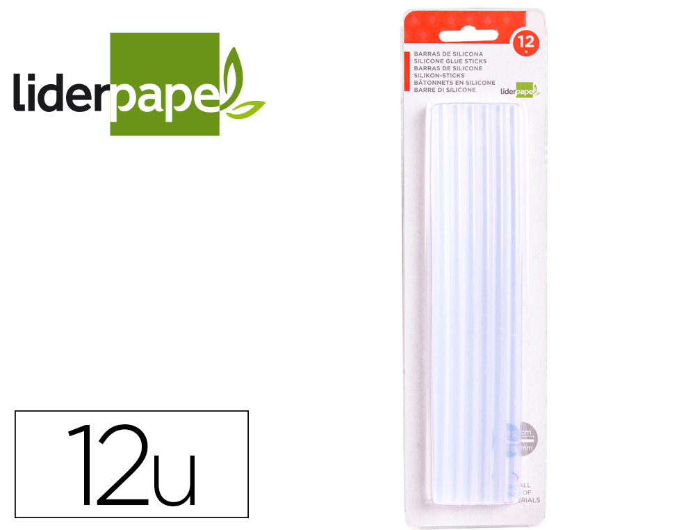 BARRA TERMOFUSIBLE LIDERPAPEL 7 MM DE DIAMETRO X 200 MM DE ALTO BLISTER DE 12 UNIDADES