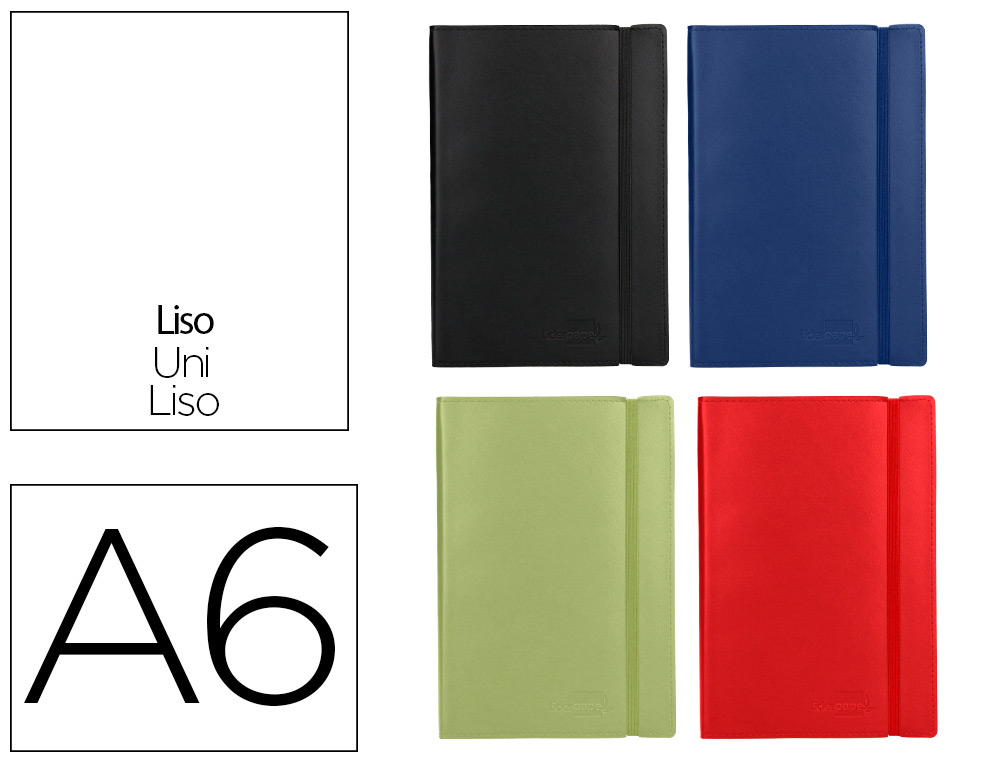 LIBRETA LIDERPAPEL SIMIL PIEL A6 120 HOJAS 70G/M2 LISO COLORES SURTIDOS