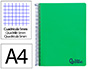 CUADERNO ESPIRAL LIDERPAPEL A4 MICRO WONDER TAPA PLASTICO 120H 90GR CUADRO 5MM 5 BANDAS 4 TALADROS COLOR VERDE OSCURO