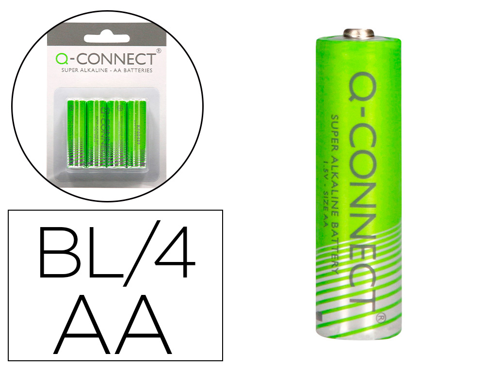 PILA Q-CONNECT ALCALINA AA BLISTER CON 4 UNIDADES