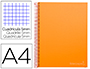 CUADERNO ESPIRAL LIDERPAPEL A4 MICRO JOLLY TAPA FORRADA 140H 75 GR CUADRO 5MM 5 BANDAS4 TALADROS COLOR NARANJA