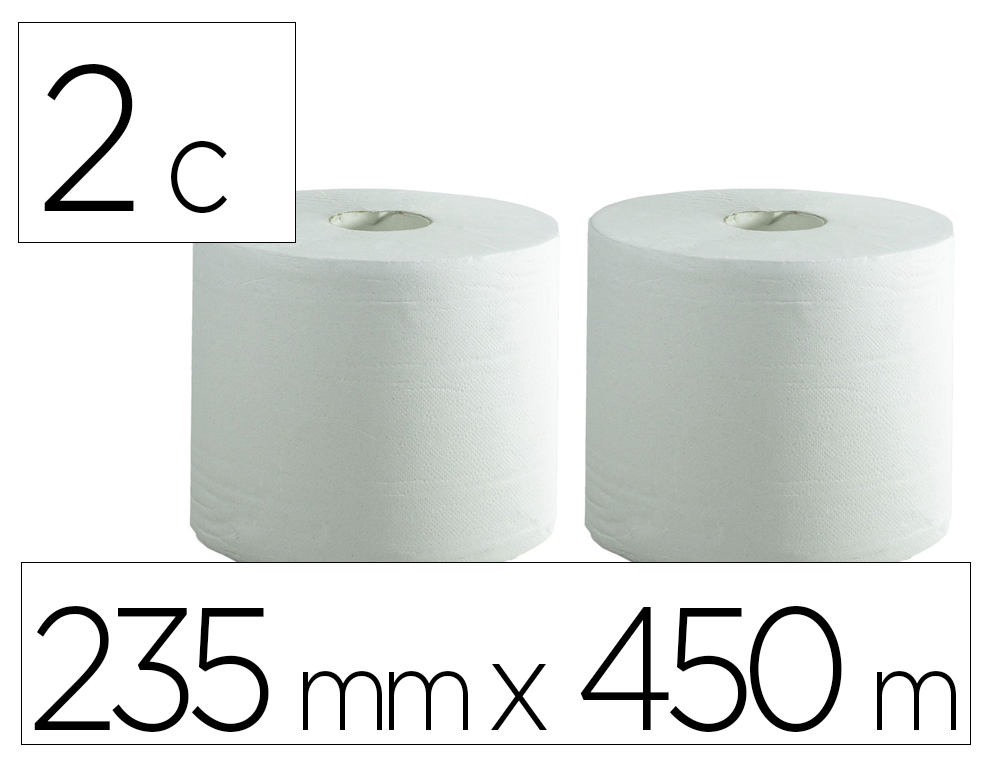 PAPEL SECAMANOS BUNZL GREENSOURCE AIR LAID 2 CAPAS CELULOSA BLANCA 235 MM X 450 MT PAQUETE DE 2 ROLLOS